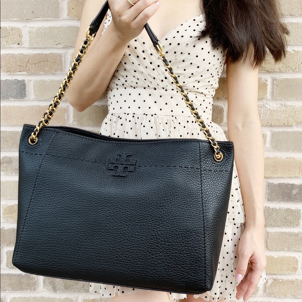 Tory Burch black slouchy chain tote